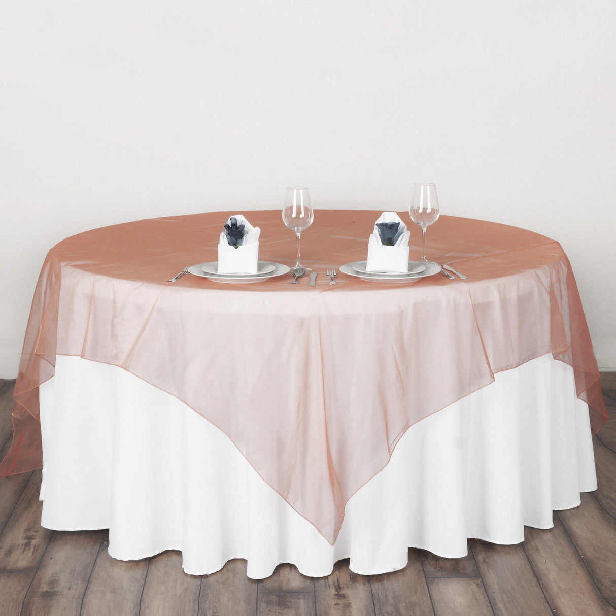 Organza Table Overlay 72"x72" Peach