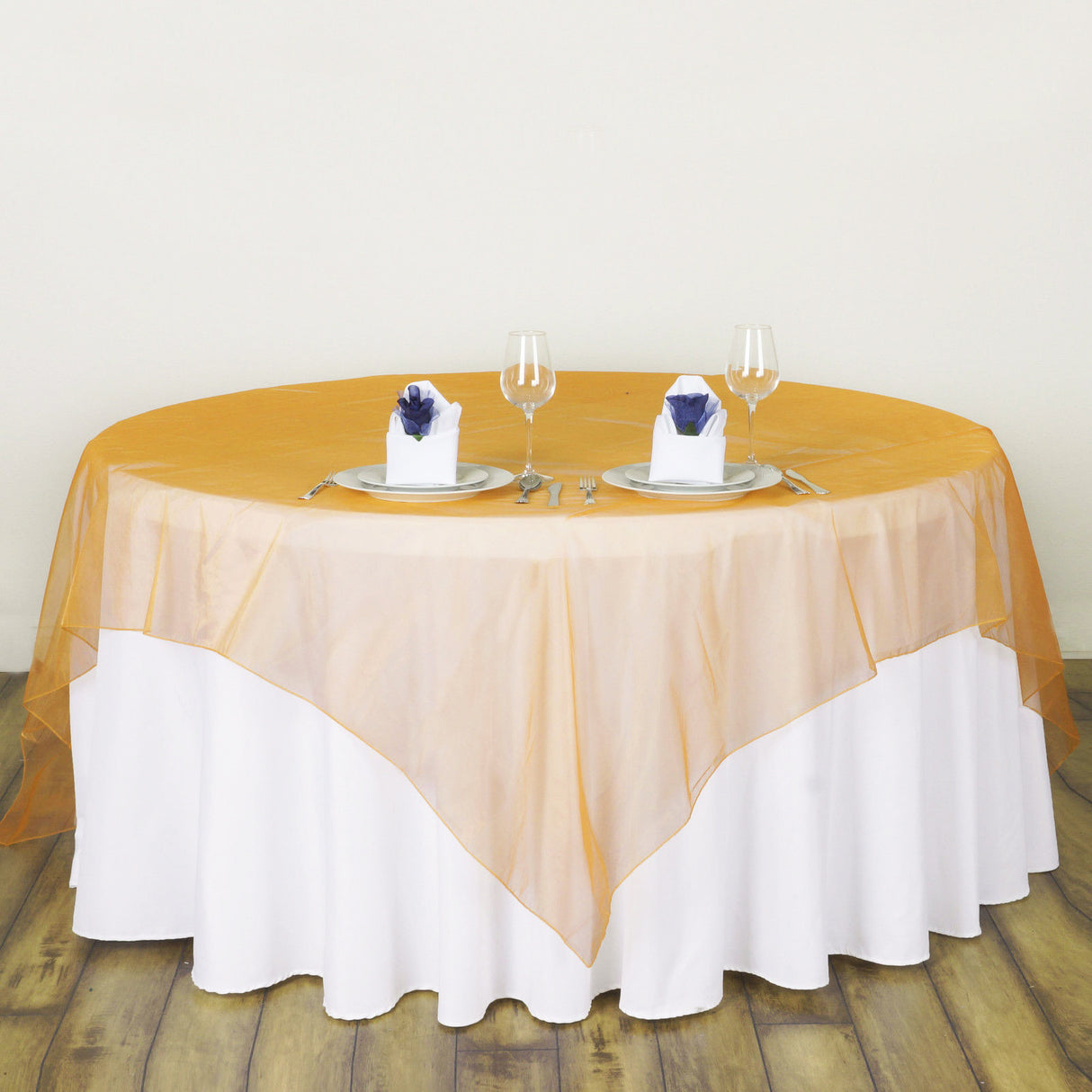 Organza Table Overlay 72"x72" Orange