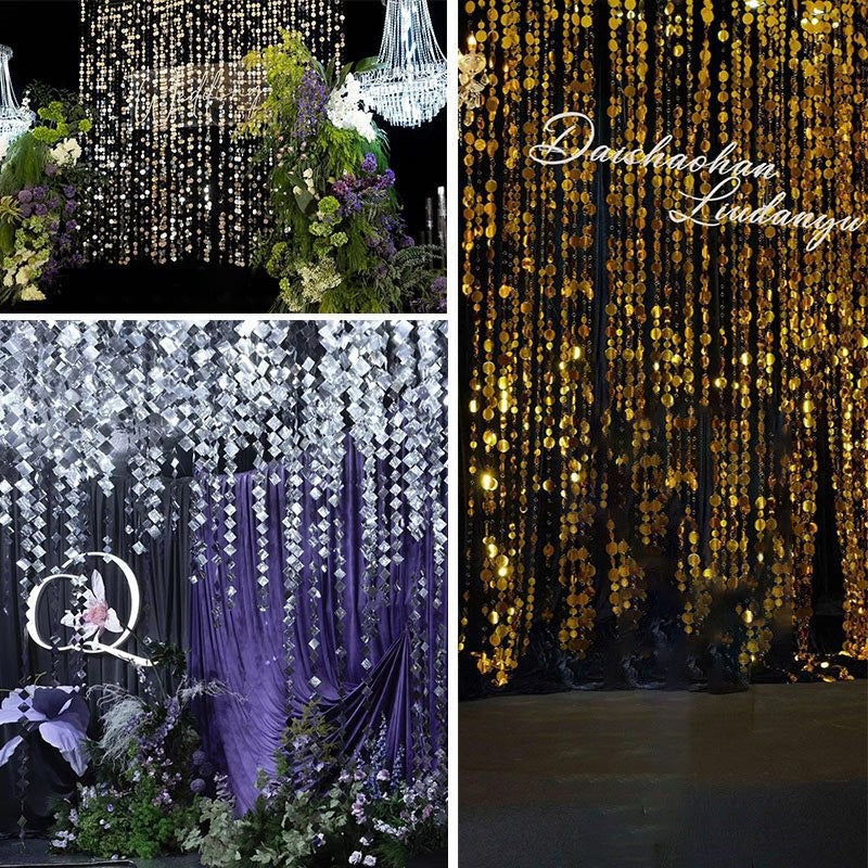 20 Pcs PVC Round Sequin Door Curtain Decoration 3ft Red