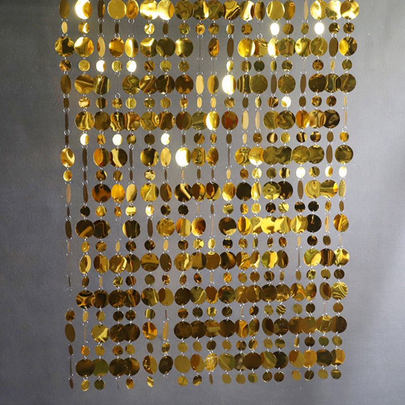 20 Pcs PVC Round Sequin Door Curtain Decoration 3ft Gold
