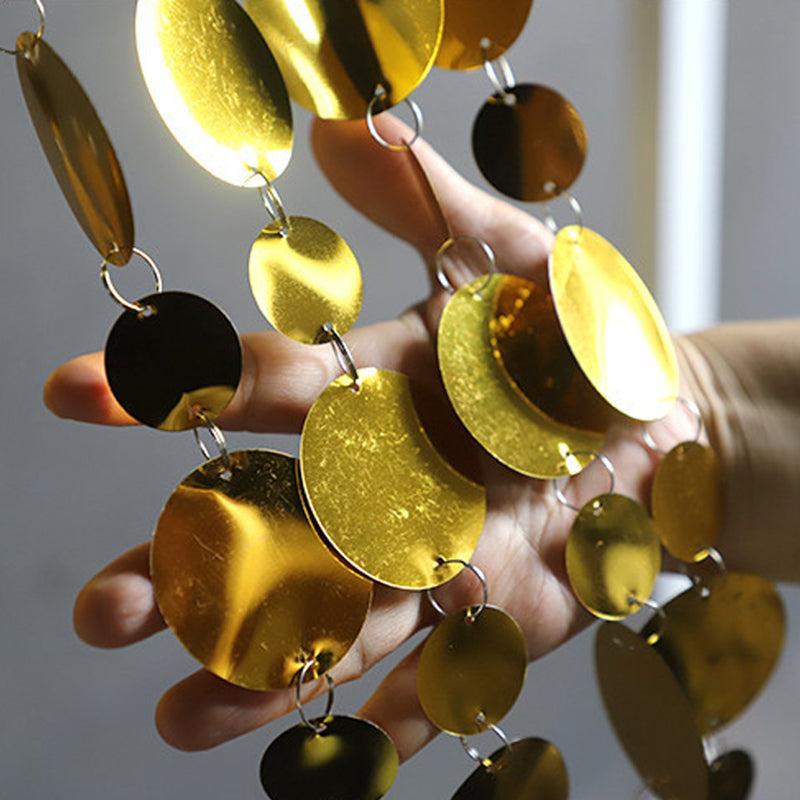 20pcs PVC Large Round Sequin Door Curtain Decoration 3ft Gold