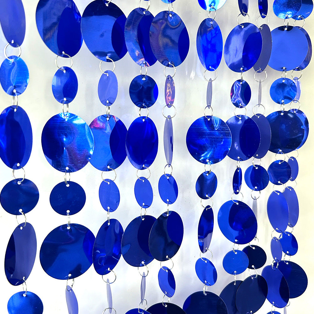 20 Pcs PVC Round Sequin Door Curtain Decoration 3ft Blue