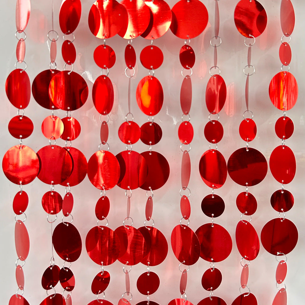 20 Pcs PVC Round Sequin Door Curtain Decoration 3ft Red