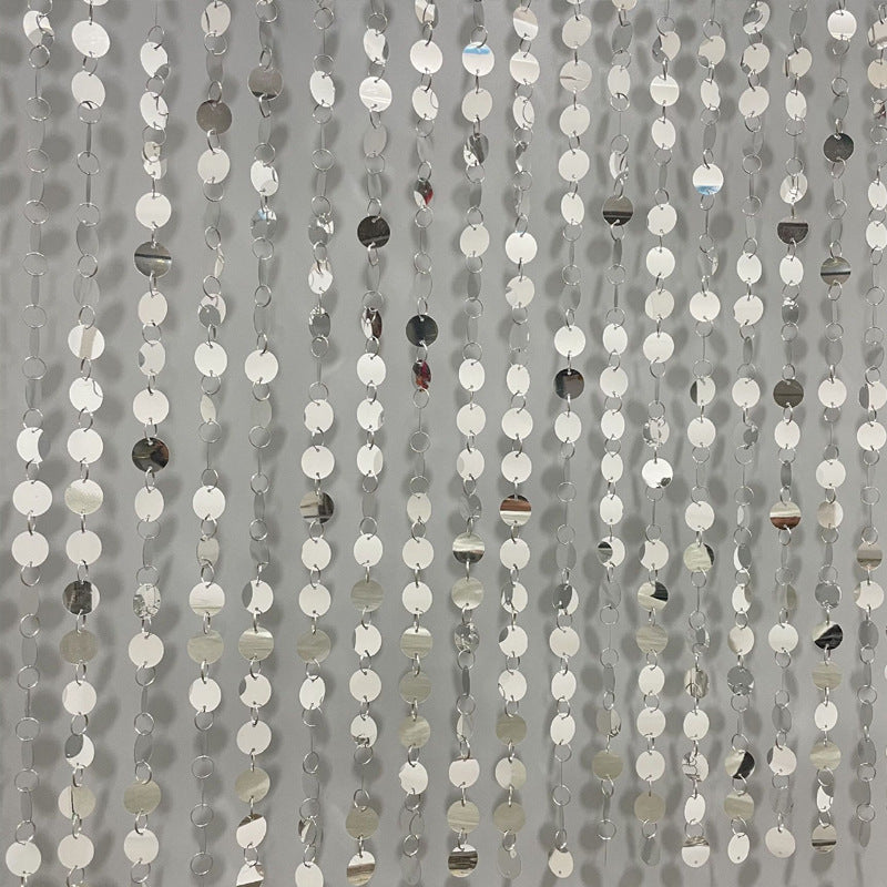 20pcs PVC Small Round Sequin Door Curtain Decoration 3ft Silver
