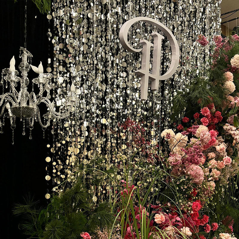 20pcs PVC Small Round Sequin Door Curtain Decoration 3ft Silver