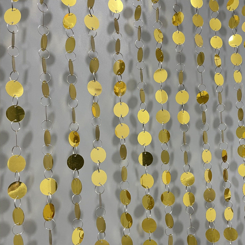 20pcs PVC Small Round Sequin Door Curtain Decoration 3ft Gold