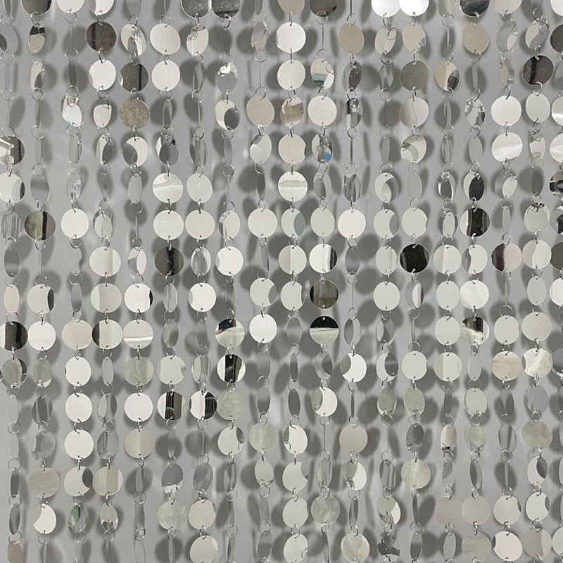 20pcs PVC Large Round Sequin Door Curtain Decoration 3ft Silver