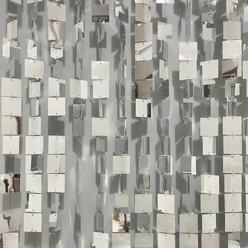 20pcs PVC Square Sequin Door Curtain Decoration 3ft Silver