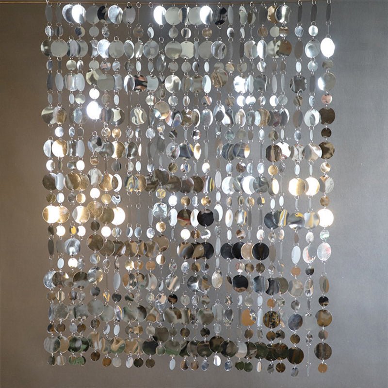 20 Pcs PVC Round Sequin Door Curtain Decoration 3ft Silver