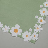 20 Pcs Paper Beverage Napkins 2 Ply Sage Green with Daisy Flower Design 6.5"x6.5"