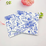 20 Pcs Paper Beverage Napkins 2 Ply White/Blue with French Toile Print 6.5"x6.5"