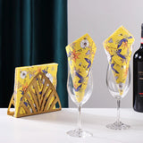 20 Pcs Paper Beverage Napkins 2 Ply Bright Yellow with Blooming Flowers Design 6.5"x6.5"