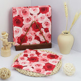 20 Pcs Paper Beverage Napkins 2 Ply Red/Pink with Floral Design 6.5"x6.5"