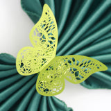 50 Pc Paper Napkin Rings Shimmery Butterfly Laser Cut Mirror Yellow Green