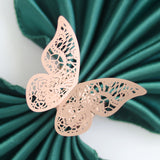 50 Pc Paper Napkin Rings Shimmery Butterfly Laser Cut Mirror Rose Gold