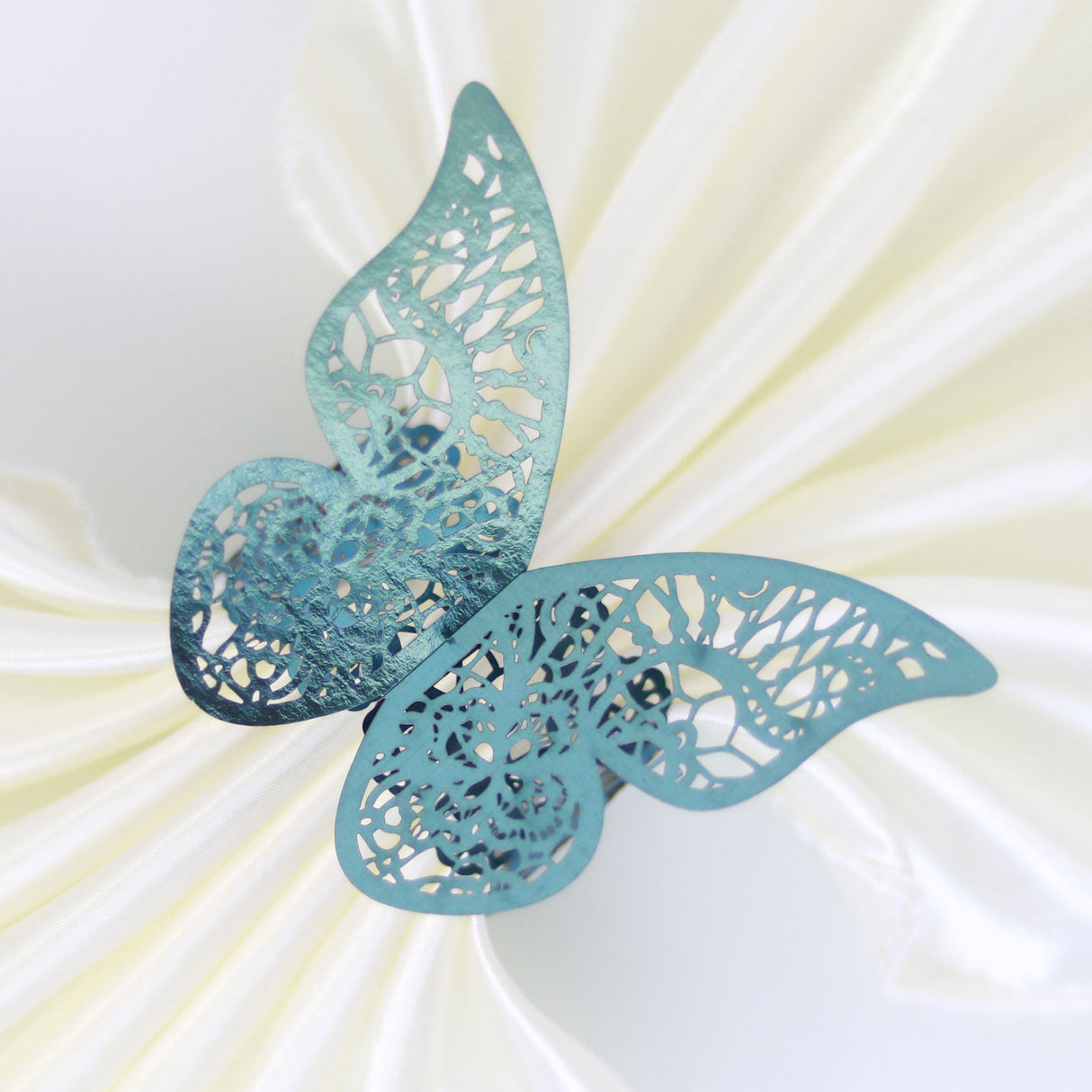 50 Pc Paper Napkin Rings Shimmery Butterfly Laser Cut Mirror Indigo