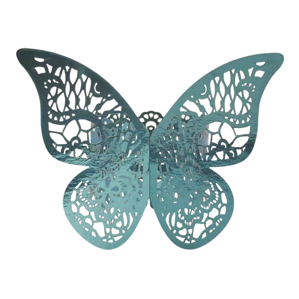 50 Pc Paper Napkin Rings Shimmery Butterfly Laser Cut Mirror Indigo