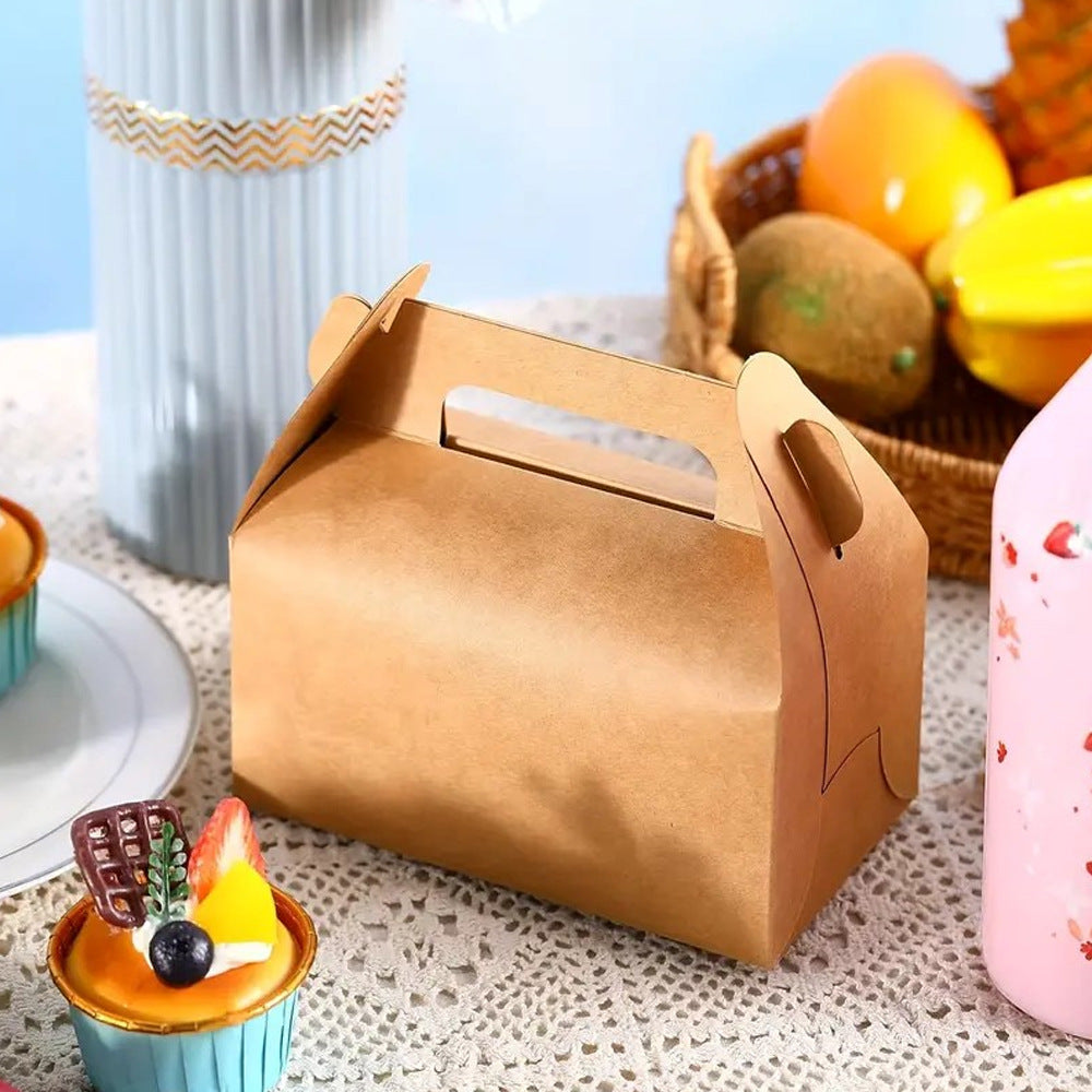 25 Pc Party Favor Gift Tote Gable Box Bags 6.4"x3.5"x5.7" Brown