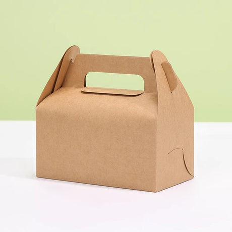25 Pc Party Favor Gift Tote Gable Box Bags 6.4"x3.5"x5.7" Brown