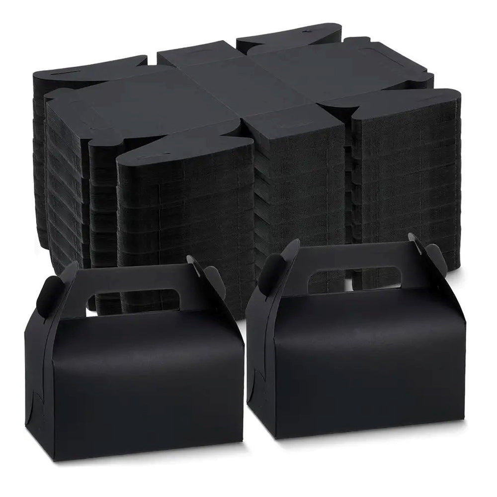25 Pc Party Favor Gift Tote Gable Box Bags 6.4"x3.5"x5.7" Black