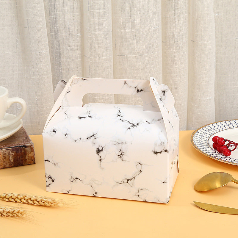 25 Pc Party Favor Gift Tote Gable Box Bags 6.4"x3.5"x5.7" Marble Pattern