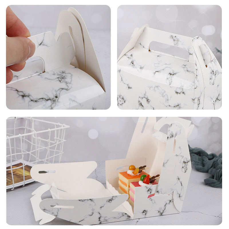 25 Pc Party Favor Gift Tote Gable Box Bags 6.4"x3.5"x5.7" Marble Pattern