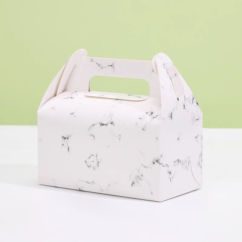 25 Pc Party Favor Gift Tote Gable Box Bags 6.4"x3.5"x5.7" Marble Pattern