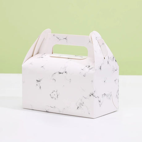 25 Pc Party Favor Gift Tote Gable Box Bags 6.4"x3.5"x5.7" Marble Pattern