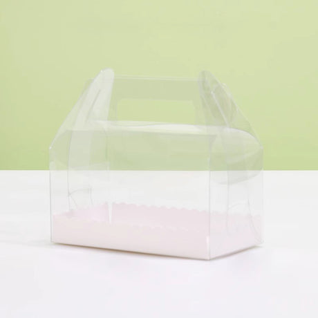 25 Pc Party Favor Gift Tote Gable Box Bags 6.4"x3.5"x5.7" Transparent