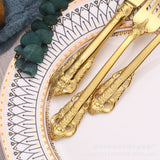24 Pc Plastic Forks 8" Metallic Gold Baroque Style