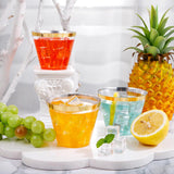 25 Pcs Plastic Party Cups 9oz Clear Crystal with Gold Rim
