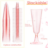 12 Pcs Plastic Champagne Glasses 5oz Transparent Pink