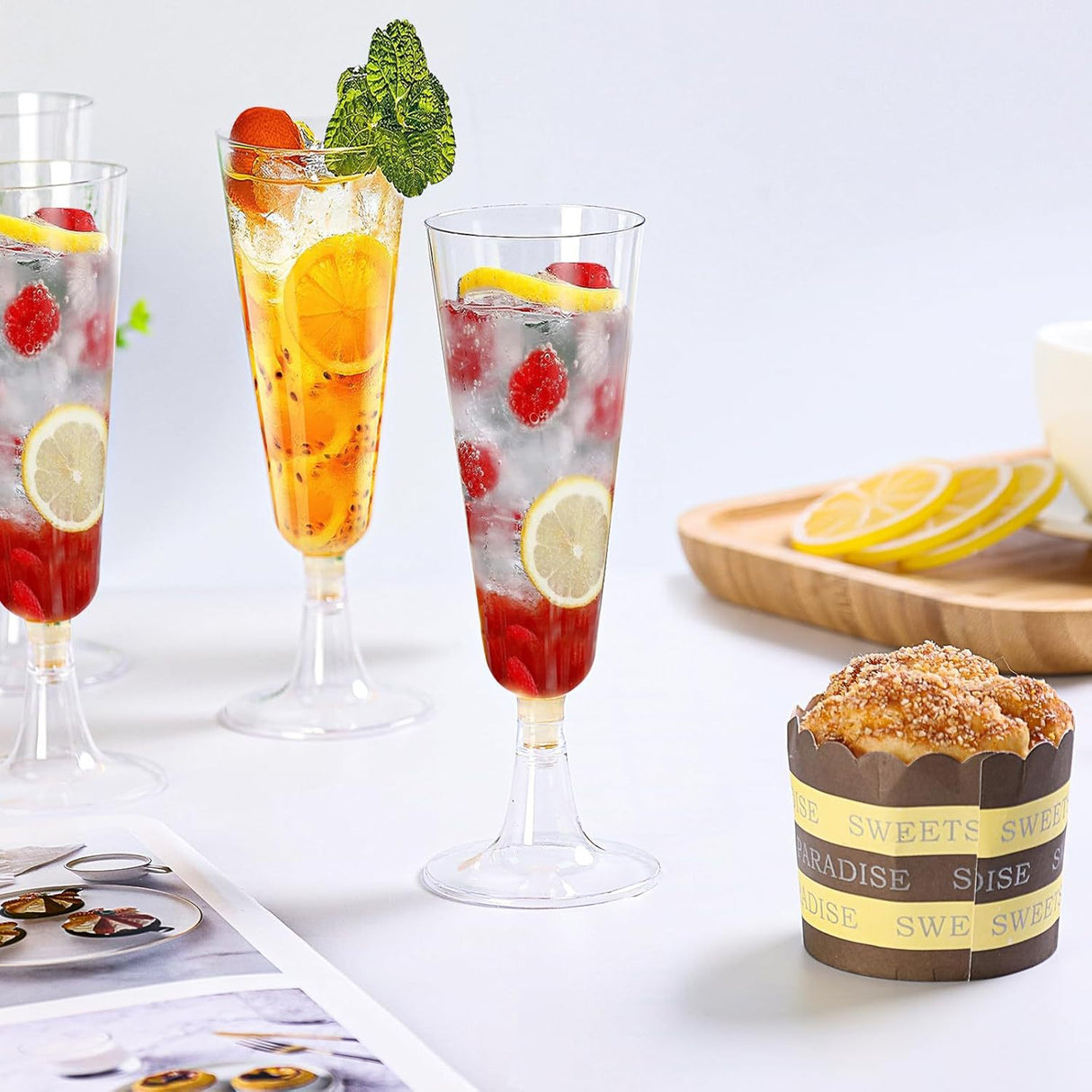 12 Pcs Plastic Champagne Glasses 5oz Clear
