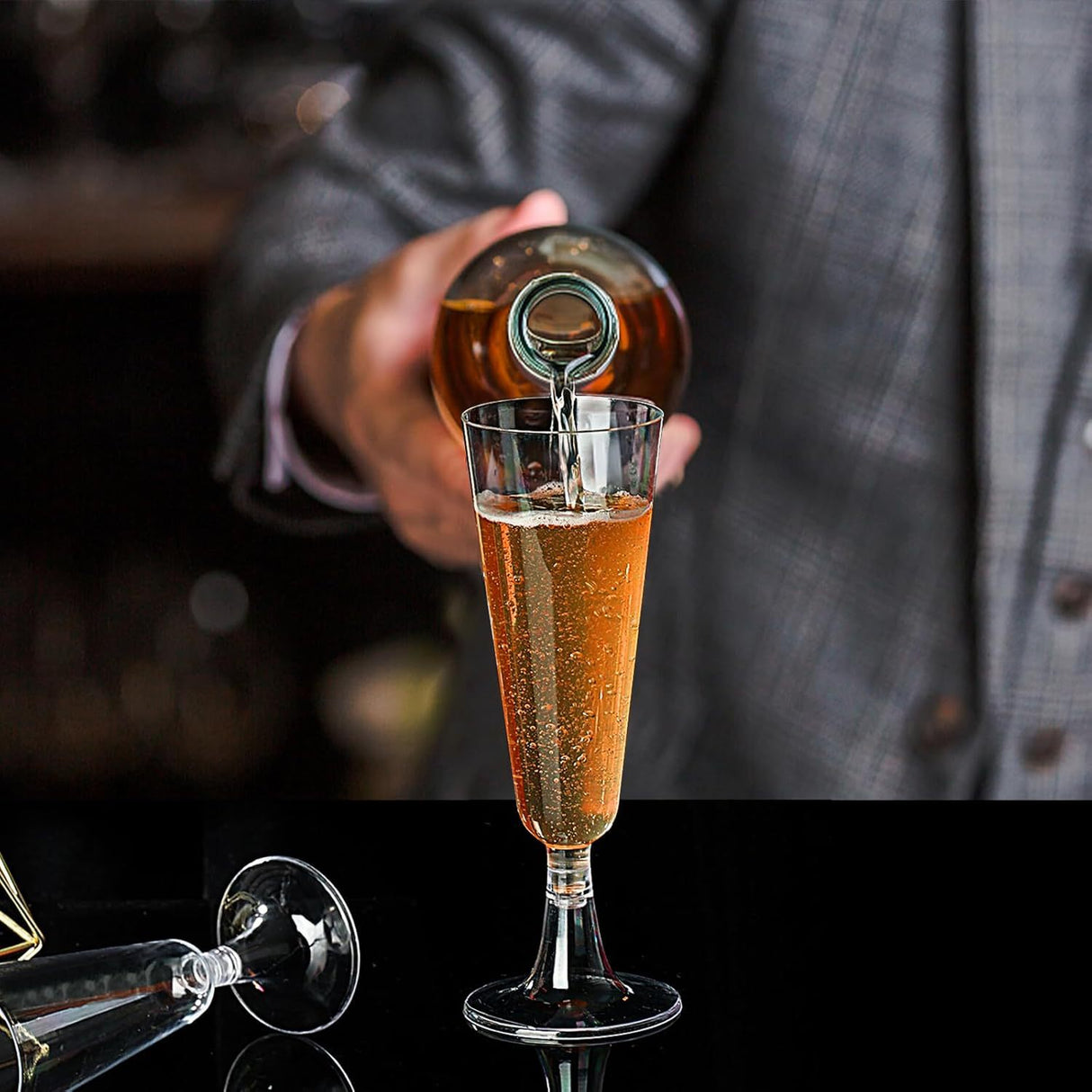 12 Pcs Plastic Champagne Glasses 5oz Clear