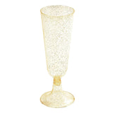 12 Pcs Plastic Champagne Glasses 5oz Gold Glittered Short Stem