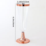 12 Pcs Plastic Champagne Flutes 5oz Clear with Rose Gold Rim and Base