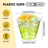 25 Pcs Plastic Party Cups 9oz Crystal Clear