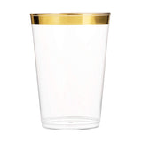 25 Pcs Plastic Tumbler Cups 10oz Clear with Gold Rim