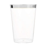 25 Pcs Plastic Tumbler Cups 10oz Clear with Silver Rim