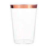 25 Pcs Plastic Tumbler Cups 10oz Clear with Rose Gold Rim