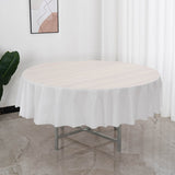 5 Pcs Plastic Table Covers 84" White Round