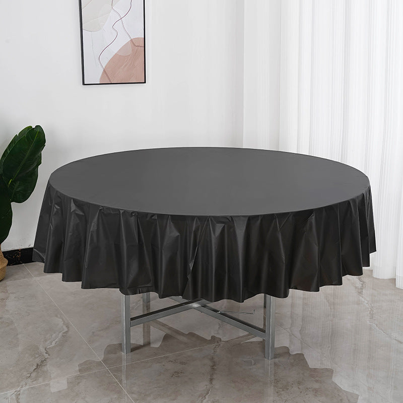 5 Pcs Plastic Table Covers 84" Black Round