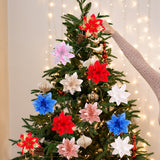 30Pcs Glitter Artificial Flower Poinsettia Decorations Christmas Tree Flower 5.5" Gold