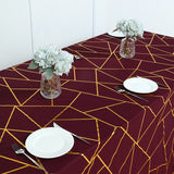 Polyester Round Tablecloth With Gold Foil Geometric Pattern 120" Dark Gray