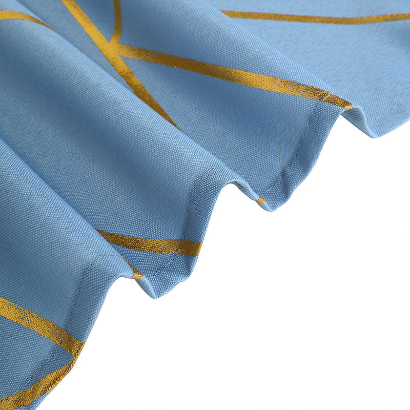 Polyester Round Tablecloth With Gold Foil Geometric Pattern 120