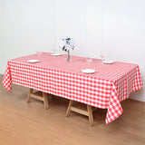 Polyester Checkered Rectangle Tablecloth White/Watermelon Red