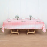 Polyester Checkered Rectangle Tablecloth White/Rose Red