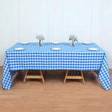 Polyester Checkered Rectangle Tablecloth White/Light Blue
