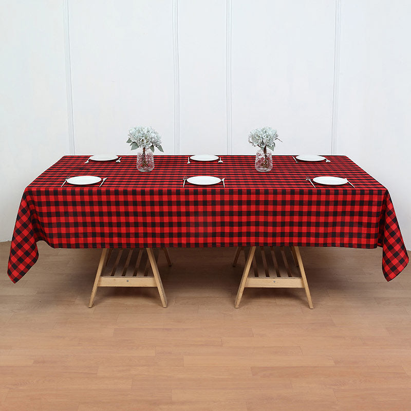 Polyester Checkered Rectangle Tablecloth Black/Red
