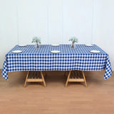 Polyester Checkered Rectangle Tablecloth White/Dark Blue